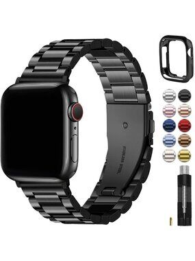 Stylish Metal Band & Case for Apple Watch 38-49mm | Durable, Adjustable, Sleek